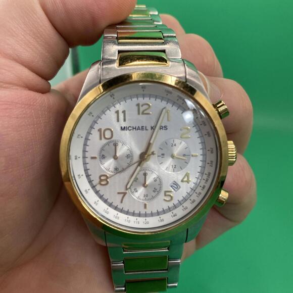 Michael Kors Stainless Steel Gold Two Tone Chronograph Round Watch MK-8144 main image 4